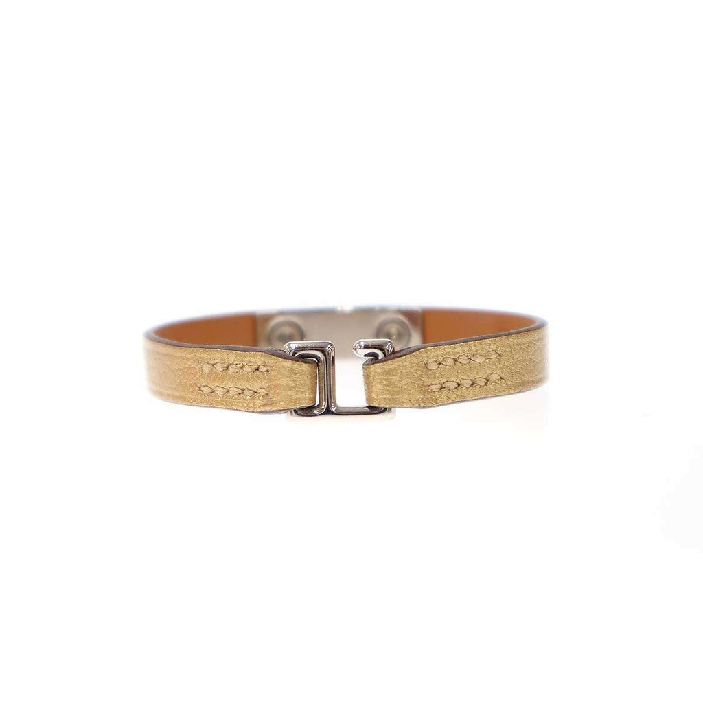 Hermes Mini Rival Leather Bracelet Gold T2 — view 4