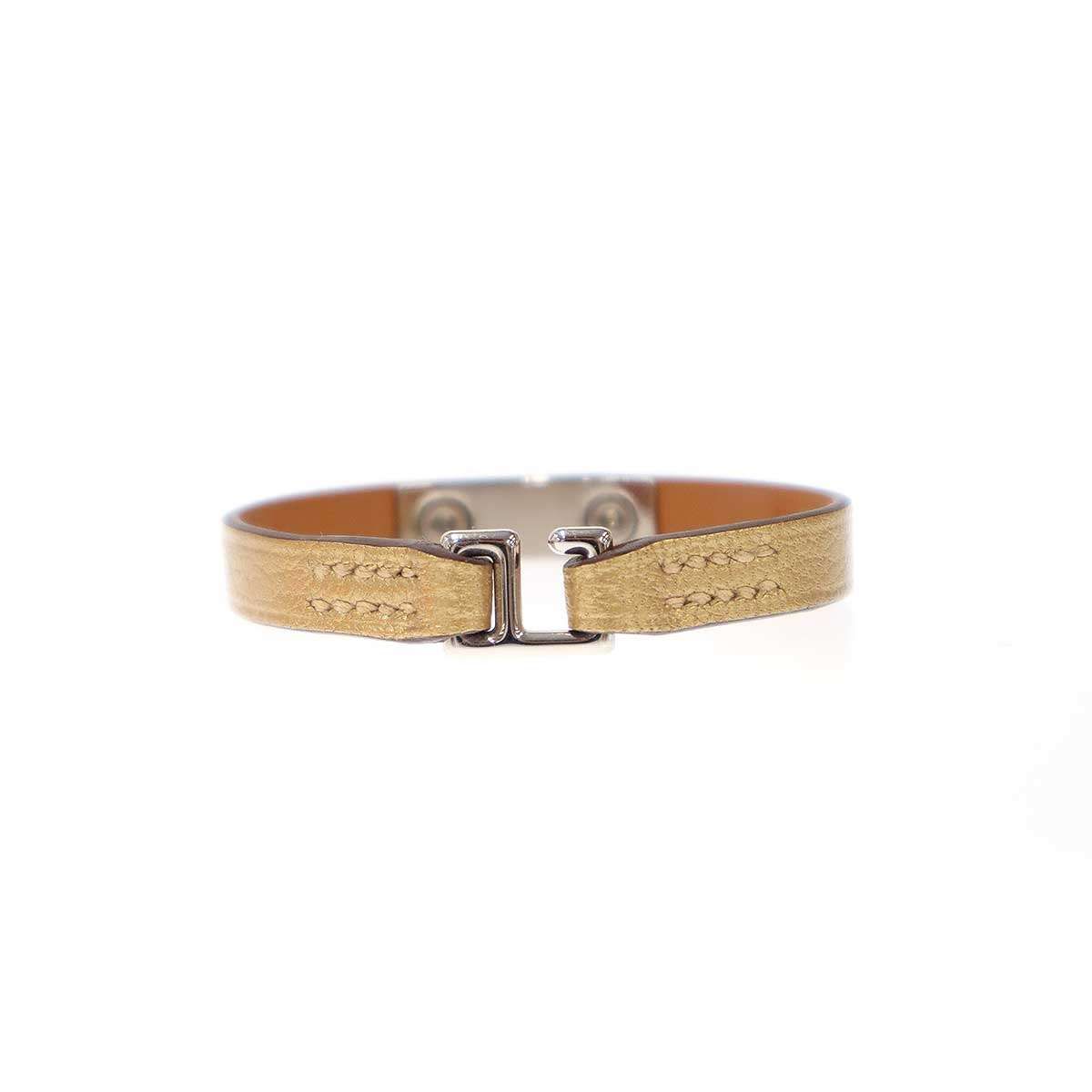 Hermes Mini Rival Leather Bracelet Gold T2 — view 4