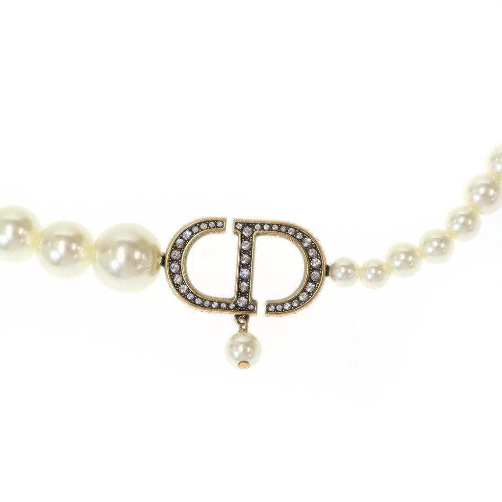 Dior 30 Montaigne Choker Faux Pearl Necklace White Gold — view 2