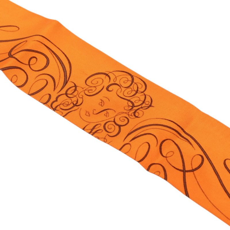 Hermes Twilly Exercice Pour Foumer la Reach Out Scarf Orange Silk — view 4