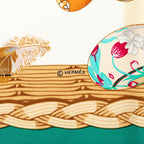 Hermes Carre 90 Chicks Couvee D'hermes Scarf Green Ivory Silk — view 4