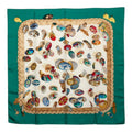 Hermes Carre 90 Chicks Couvee D'hermes Scarf Green Ivory Silk