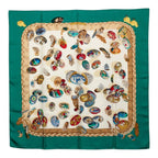 Hermes Carre 90 Chicks Couvee D'hermes Scarf Green Ivory Silk