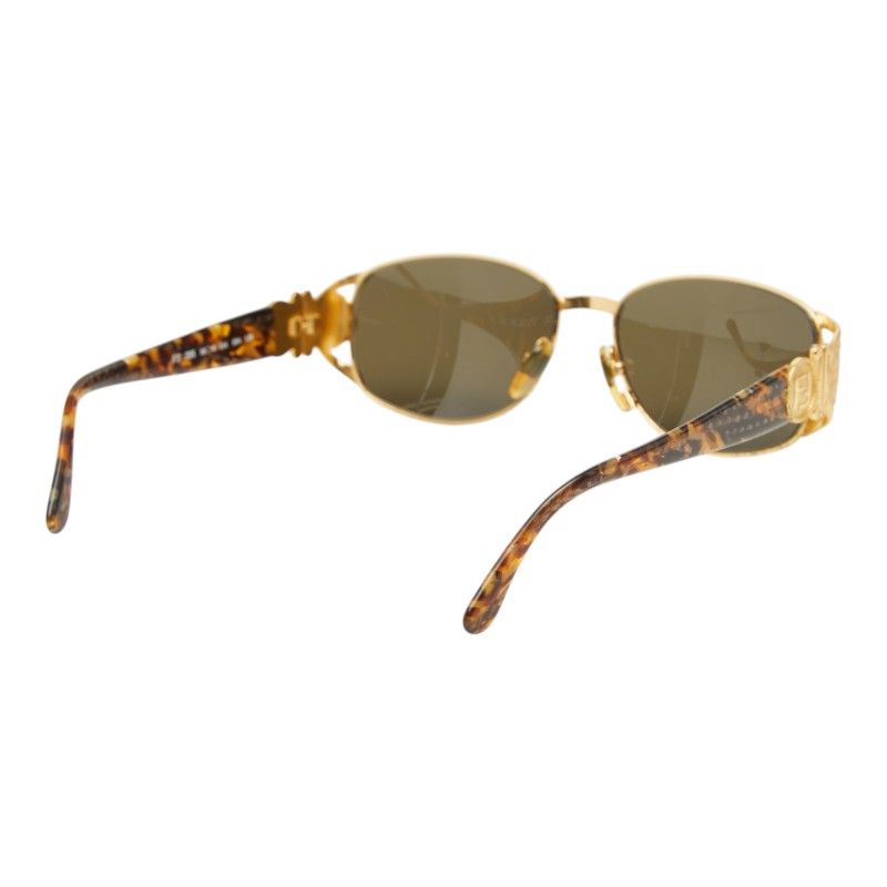 Fendi FF Logo Coin Motif Eyewear Sunglasses 034 Brown Gold Acetate Plated — view 3