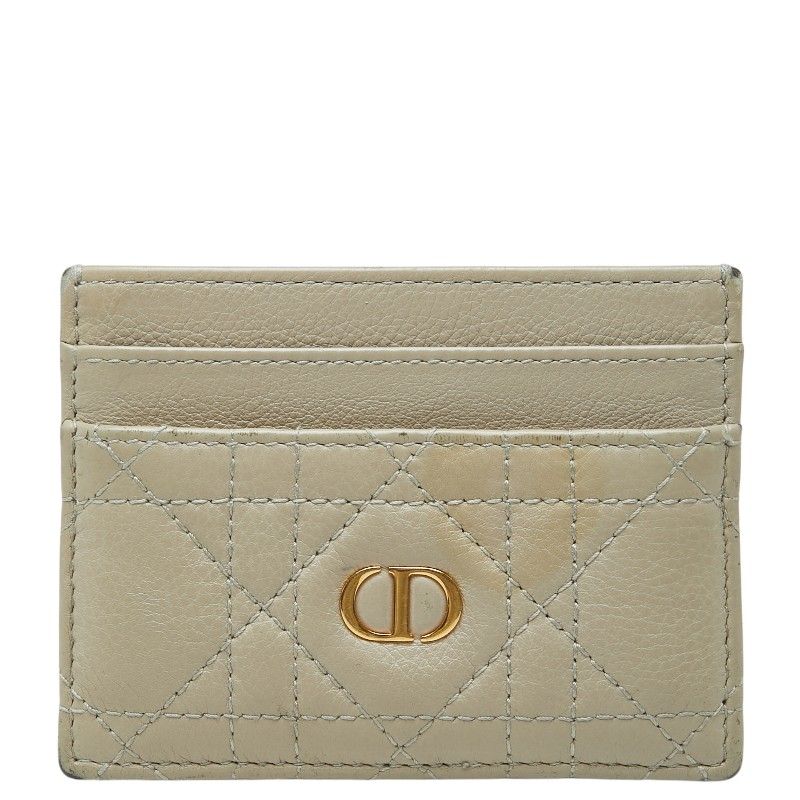 Dior Caro Freesia Card Case Beige Leather