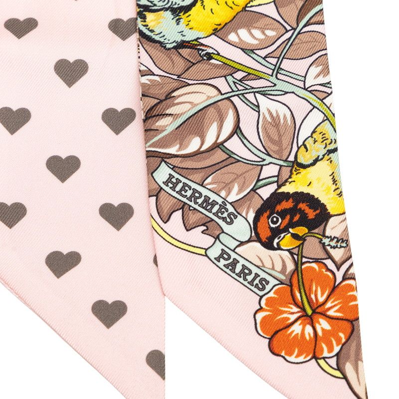 Hermes Twilly Jungle Love Scarf New Tag Leopard Pink Brown Silk — view 2