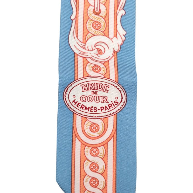 Hermes Twilly Bride de Cour Scarf New Tag Blue Pink Silk — view 2