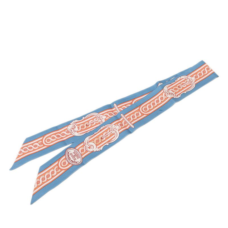 Hermes Twilly Bride de Cour Scarf Blue Pink Silk