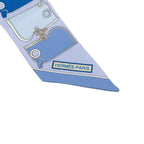 Hermes Twilly Camaille Scarf New Tag Blue Silk — view 2