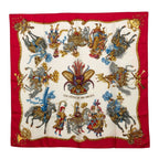 Hermes Carre 90 Feast of the Sun King les Fetes du Roi Soleil Scarf Red Ivory