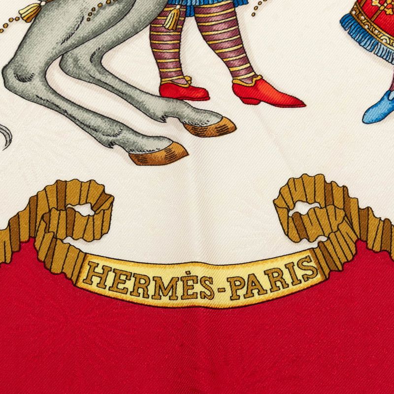 Hermes Carre 90 Feast of the Sun King les Fetes du Roi Soleil Scarf Red Ivory — view 5