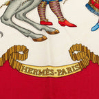 Hermes Carre 90 Feast of the Sun King les Fetes du Roi Soleil Scarf Red Ivory — view 5