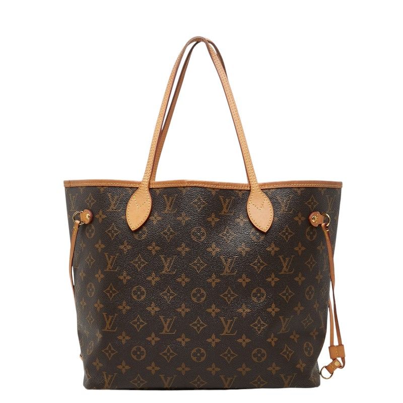 Louis Vuitton Monogram Neverfull MM Shoulder Bag Tote Brown Pink Leather