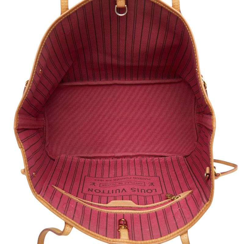 Louis Vuitton Monogram Neverfull MM Shoulder Bag Tote Brown Pink Leather — view 9
