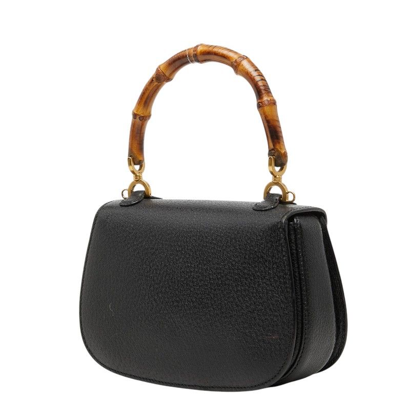 Gucci Bamboo 2-Way Shoulder Bag Black Leather — view 2