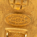 Chanel Vintage CC Logo Earrings Gold Black Plated — view 3