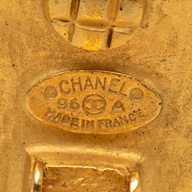 Chanel Vintage CC Logo Earrings Gold Black Plated — view 3