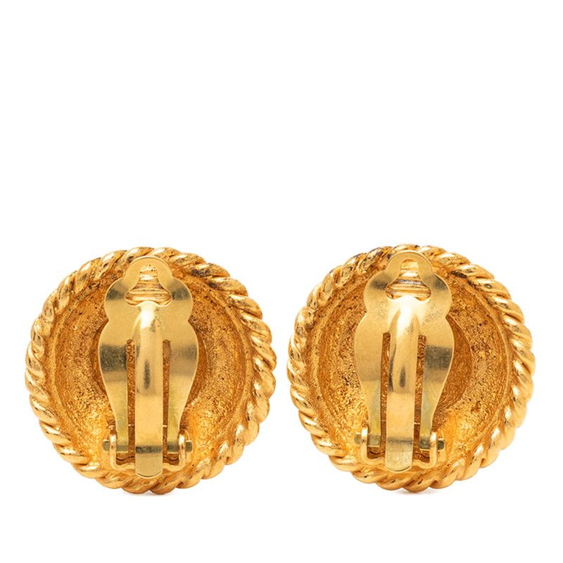 Chanel Vintage Logo Earrings Gold Plated — view 2