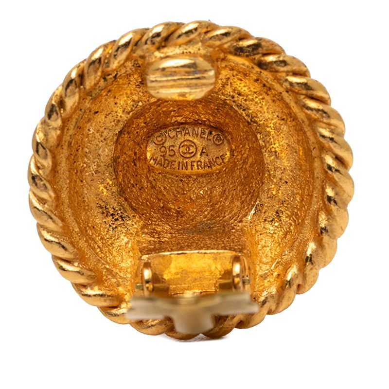 Chanel Vintage Logo Earrings Gold Plated — view 3