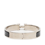 Hermes Click GM Bracelet Bangle Silver Black Metal Enamel — view 3