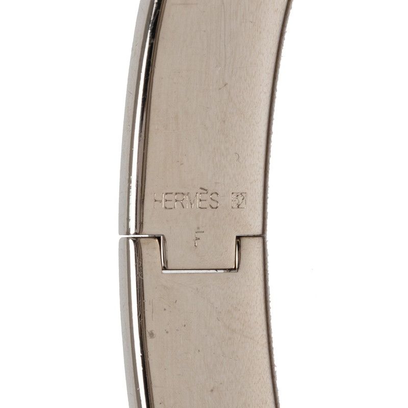 Hermes Click GM Bracelet Bangle Silver Black Metal Enamel — view 5
