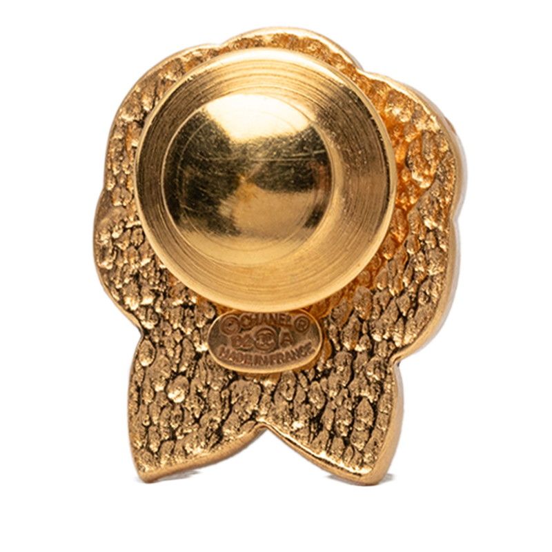 Chanel CC Logo Camellia Pin Brooch Pins Gold Black Plated Faux Pearl — view 2