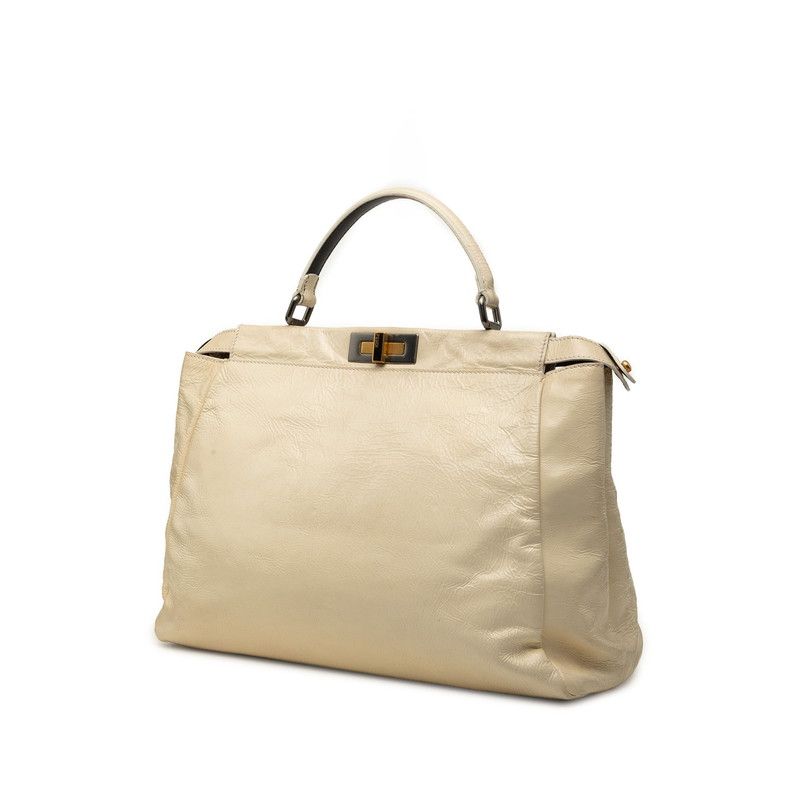 Fendi Peekaboo Large Shoulder Bag 2-Way White Ivory Enamel — view 2