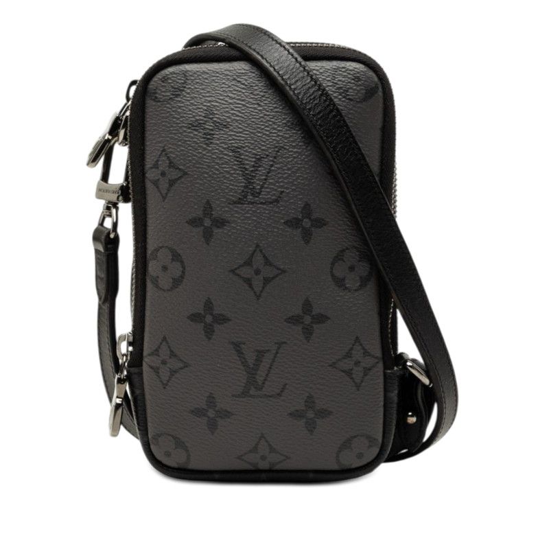 Louis Vuitton Monogram Eclipse Reverse Double Phone Pouch Shoulder Bag Noir