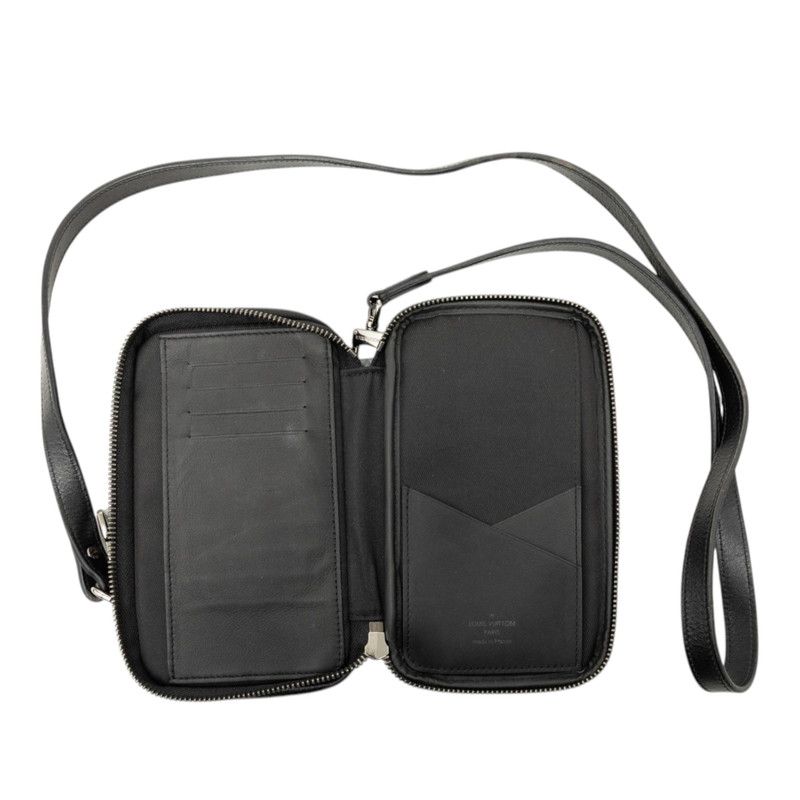 Louis Vuitton Monogram Eclipse Reverse Double Phone Pouch Shoulder Bag Noir — view 4