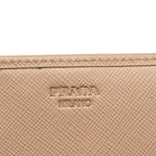 Prada Logo Ribbon Bifold Wallet Beige Saffiano Leather — view 5