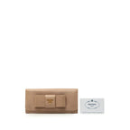 Prada Logo Ribbon Bifold Wallet Beige Saffiano Leather — view 7