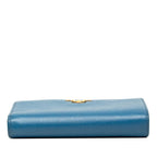 Prada Logo Bifold Wallet Blue Saffiano Leather — view 3