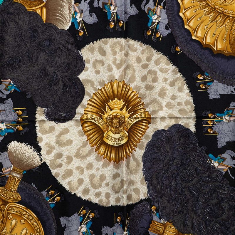 Hermes Carre 90 Casques Et Plumets Scarf Multicolor Silk — view 3