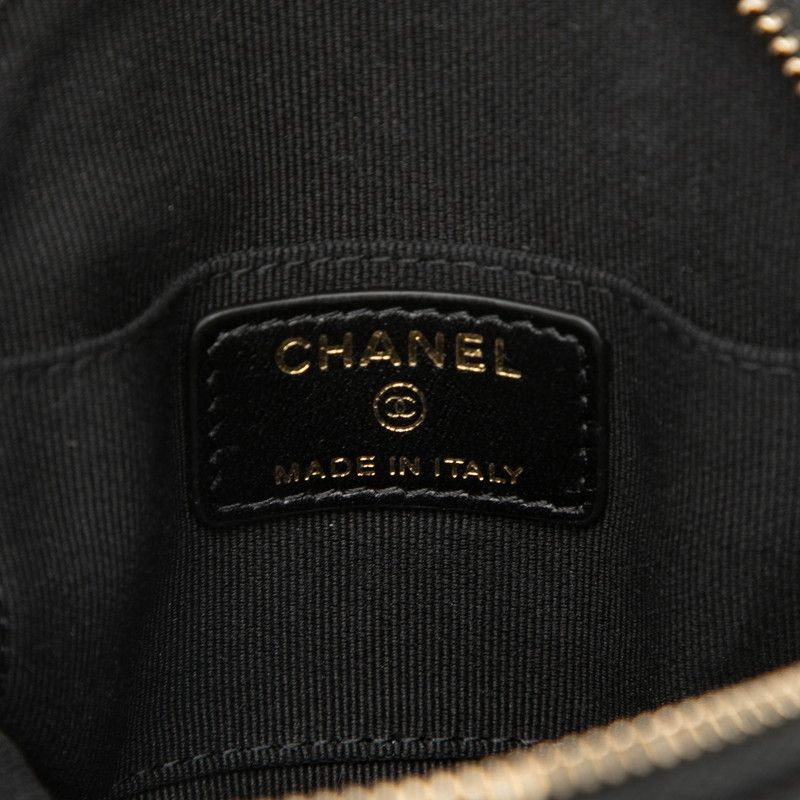 Chanel Camellia Quilted Coin Purse Black Lambskin — view 5