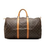 Louis Vuitton Monogram Keepall 50 Boston Bag Brown Leather