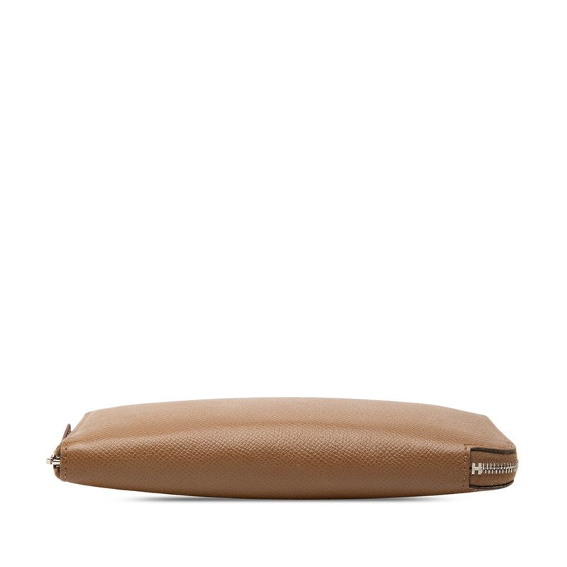 Hermes Azap Long Silk in Zip Around Wallet Brown Silver Veau — view 3