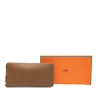 Hermes Azap Long Silk in Zip Around Wallet Brown Silver Veau — view 7
