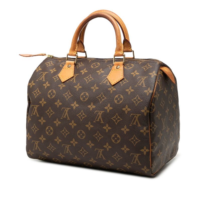 Louis Vuitton Monogram Speedy 30 Mini Boston Bag Brown Leather — view 2