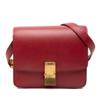 Celine Classic Box Small Shoulder Bag Red Leather