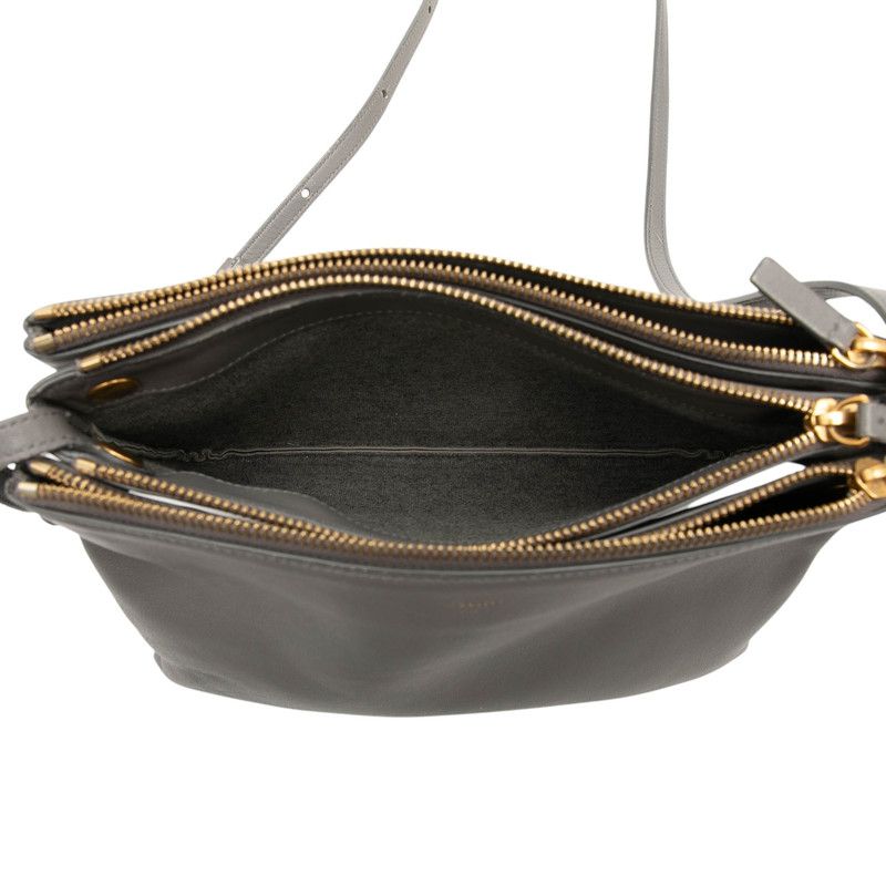 Celine Trio Crossbody Shoulder Bag Gray Leather — view 4