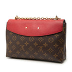 Louis Vuitton Monogram Saint Placide Chain Shoulder Bag Brown Cerise Red Leather — view 2