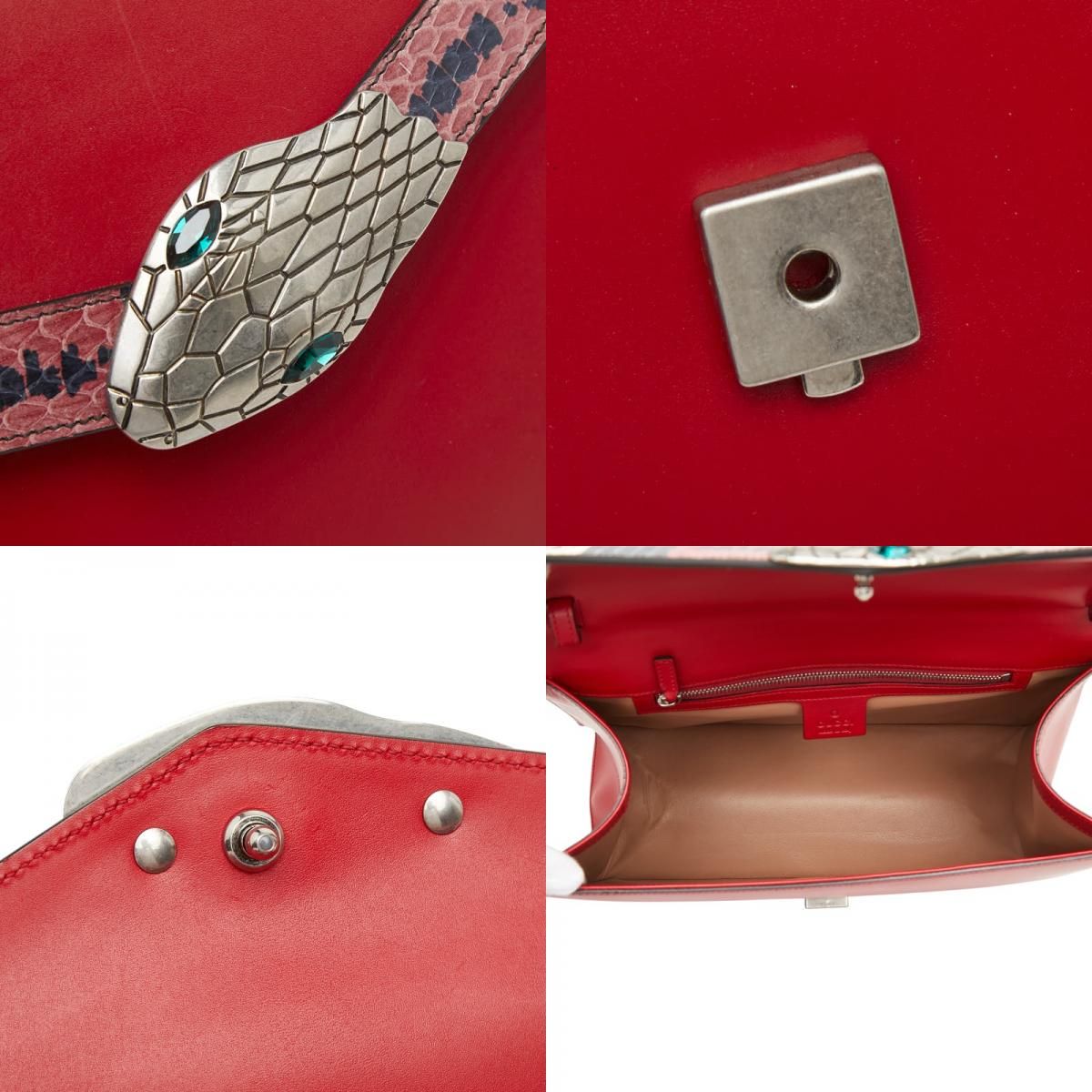 Gucci Bamboo Coral Snake Lilith 2-Way Shoulder Bag Red Leather — view 9