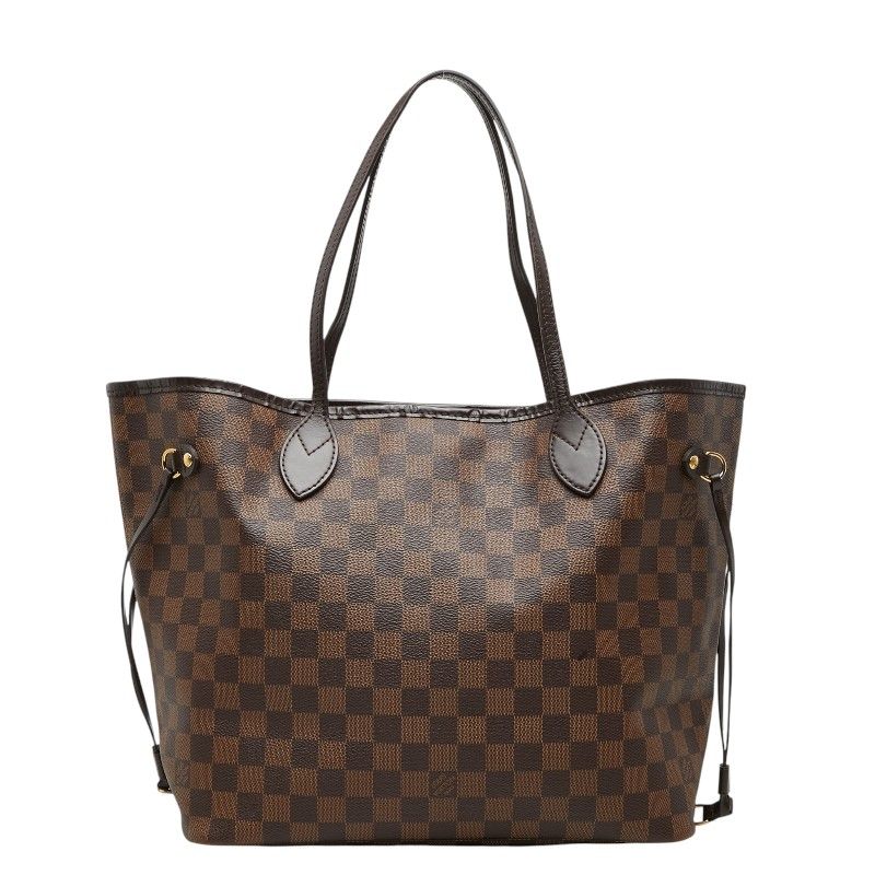 Louis Vuitton Damier Neverfull MM Shoulder Bag Tote Brown Leather