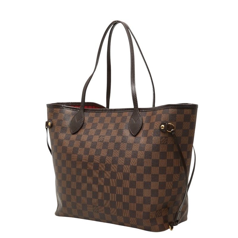 Louis Vuitton Damier Neverfull MM Shoulder Bag Tote Brown Leather — view 2