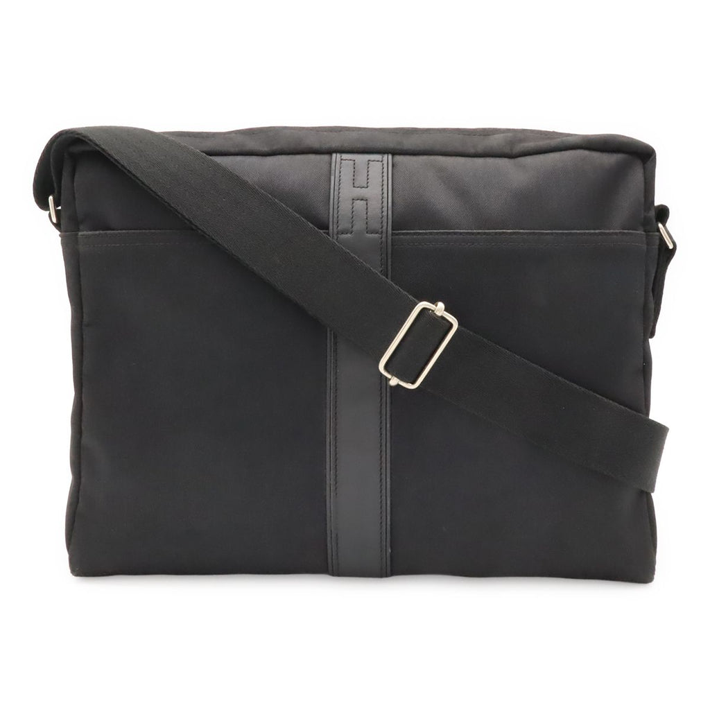 Hermes Acapulco Besace MM Shoulder Bag Crossbody Nylon Leather Black