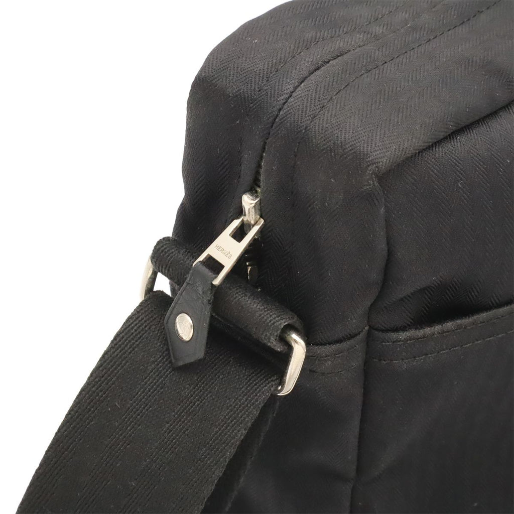Hermes Acapulco Besace MM Shoulder Bag Crossbody Nylon Leather Black — view 6