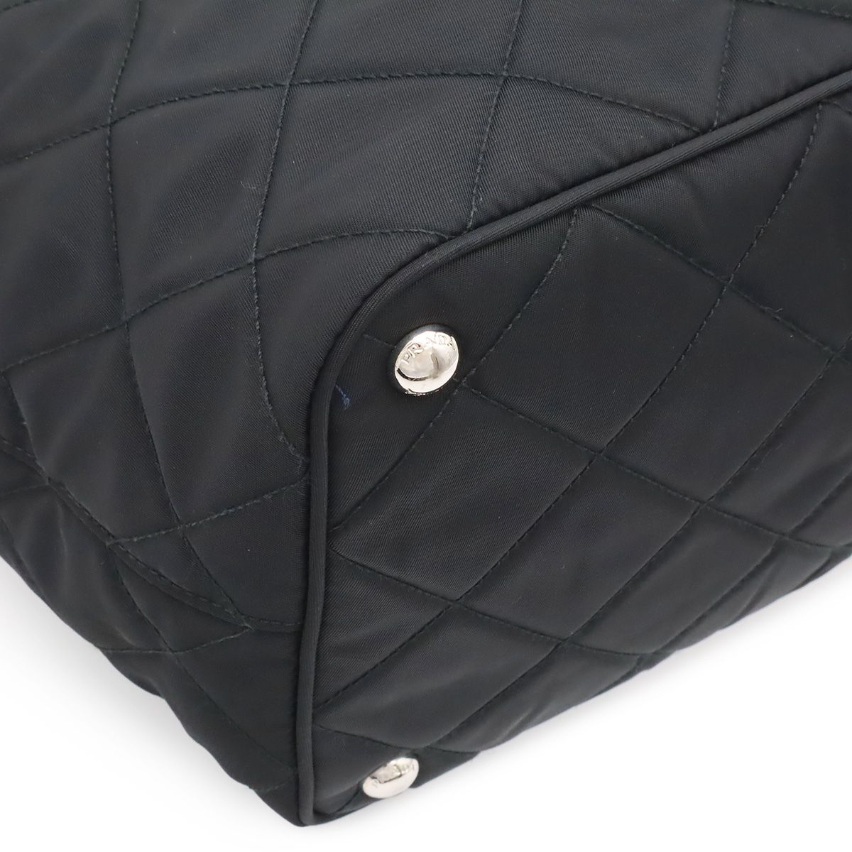 Prada Tessuto Triangle Logo Chain Shoulder Bag 2-Way Quilted Nylon Nero Black — view 3