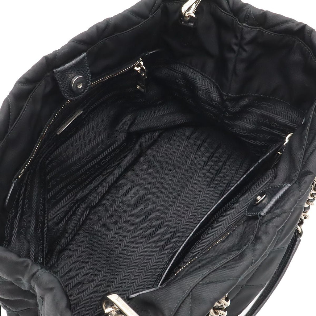 Prada Tessuto Triangle Logo Chain Shoulder Bag 2-Way Quilted Nylon Nero Black — view 5