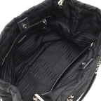 Prada Tessuto Triangle Logo Chain Shoulder Bag 2-Way Quilted Nylon Nero Black — view 5