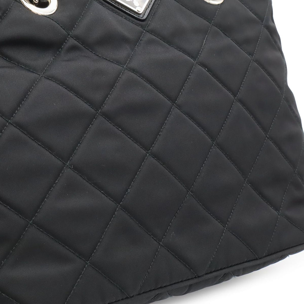 Prada Tessuto Triangle Logo Chain Shoulder Bag 2-Way Quilted Nylon Nero Black — view 9